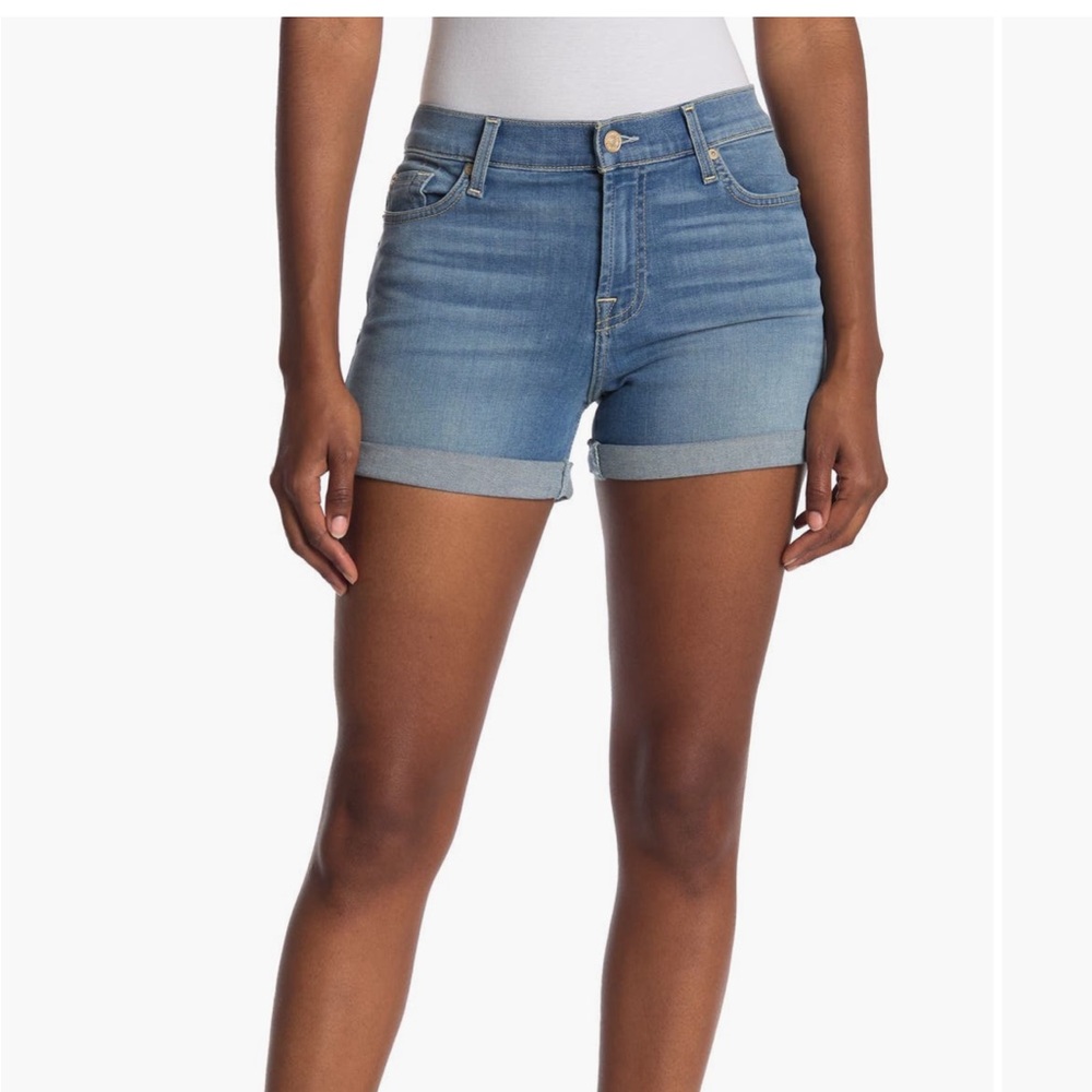 7 For All Mankind Mid-Rise Denim Shorts, Sz 28